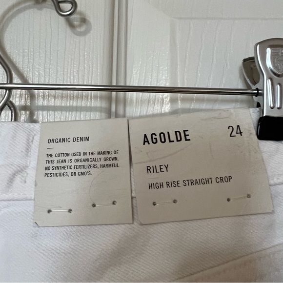 [BNWT] Agolde Riley High Rise Straight Leg Cropped Distressed in White - Sz 24 - Picture 10 of 16